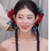 bộ hoa cài tóc kèm bông tai cô dâu cẩm tú cầu đỏ thạch anh xanh - cd271