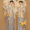 Bộ đồ khỏa hỷ phục nam màu vàng xanh trang phục cưới trung quốc - VAY11