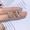 bông tai tam giác kim cuong bạc 925 zircon - bt281