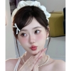 Chun cài tóc satin trắng cỡ lớn cho cô dâu - cd236
