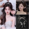 bộ kẹp nơ hoa tai đá cô dâu dạ hội  váy cưới - cd239