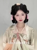 Tóc gia Hanfu cổ búi một mảnh hai bên kiểu dáng nhẹ nhàng kiểu cổ nhà Minh LC4- TOC12