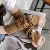 Găng tay len dệt kim dày dài xỏ ngón trơn chống nắng chống lạnh mùa đông - GA04