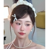 Chun cài tóc satin trắng cỡ lớn cho cô dâu - cd236