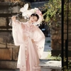 bộ đồ cổ trang hanfu trung quốc màu hồng chụp ảnh concept studio - VAY04