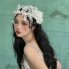 Ren hoa trùm đầu đầu cô dâu cài tóc ren phong cách cổ điền chụp ảnh studio concept - CD211