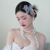 miếng ren ruy băng dán tóc lưới hoa cho cô dâu chụp studio concept - cd215
