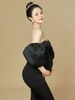 tay áo phồng rời vải phi bóng đen dùng cho đầm váy dạ hội chụp studio concept - cd220