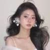 [1 cặp] bông tai nơ to đính đá cô dâu dễ thương làm tóc sóng trung - cd238
