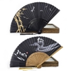 quạt tre xòe gấp gọn màu đen cổ trang nhật bản kimono - QUAT14