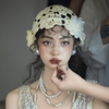 mũ len dệt kim hoa ren ngoc trai cô dâu phong cách retro cổ điển váy cưới váy hoa - cd222