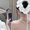 Chun cài tóc satin trắng cỡ lớn cho cô dâu - cd236