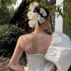 bộ 6 bông hoa lan cài đầu cô dâu kết hợp tua rua hạt trai chụp hình cưới tiệc cưới - cd280