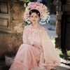 bộ đồ cổ trang hanfu trung quốc màu hồng chụp ảnh concept studio - VAY04
