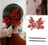 bộ kẹp tóc cô dâu hình chim én giấy đỏ hỷ phục sườn xám - cd194