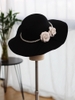nón mũ đen chụp ảnh cô dâu hoa ngoc trai phong cách retro thanh lịch - CD113