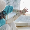 Găng tay len dệt kim dày dài xỏ ngón trơn chống nắng chống lạnh mùa đông - GA04