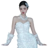 miếng ren ruy băng dán tóc lưới hoa cho cô dâu chụp studio concept - cd215