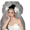 cài hoa voan cô dâu mũ trùm đầu hoa lụa ngoc trai phong cách rừng cổ điển mũ váy cưới - cd231