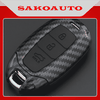 Ốp nhựa carbon lót silicon bọc, bảo vệ chìa khóa xe Hyundai Accent, Kona, Santafe 2019 - 2020 kèm móc đeo INOX- 3 nút