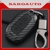 Ốp nhựa carbon lót silicon bọc, bảo vệ chìa khóa xe Hyundai Accent, Kona, Santafe 2019 - 2020 kèm móc đeo INOX- 3 nút