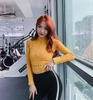 Áo tập crop tay dài chữ khóa kéo Sport