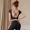 Áo tập croptop xoắn lưng - có mút sẵn