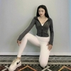 Áo khoác crop dệt 056