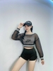 Áo tanktop crop lưới sọc f21