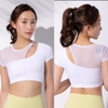 Áo croptop phối lưới vai