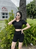 Bộ tập đùi croptop dệt kim 023