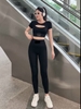 Bộ tập dài crop dệt BT khoét ngực