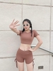 Bộ tập đùi crop rút dây