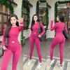 Bộ tập tay dài croptop dệt Mitao nhún