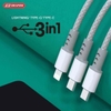 Cáp sạc nhanh 3 đầu cổng C DRAPOW CX03 ( Type-C to C + C + L ) công suất 12W mỗi cổng
