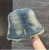 Mũ Nón Bucket Jean Denim Thêu Bướm Tua Rua CC44
