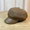 Mũ Nón Nồi Trái Bí Beret Phối Da Nâu Be Đen Retro Cổ Điển CC38