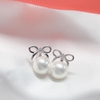 Khuyên tai bạc nơ thả ngọc trai FMES10P