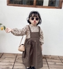 Set áo hoa váy yếm nâu Vintage