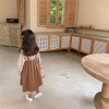 Set áo hoa váy yếm nâu Vintage