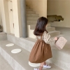 Set áo hoa váy yếm nâu Vintage