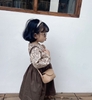 Set áo hoa váy yếm nâu Vintage