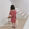 Set áo váy caro đỏ nút lưng
