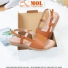 Sandal nữ quai ngang bản to hiệu MOL MQ06Br màu nâu