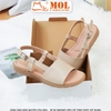 Sandal nữ quai ngang bản to hiệu MOL MQ06Be màu kem