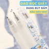 Dao rọc giấy dạng bút bấm đầu siêu nhỏ hình gấu