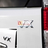 Decal tem chữ inox V6, VX, TX.L, VX.L dán đuôi xe ô tô