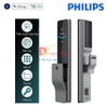 Bộ khóa cửa thông minh tích hợp mở tĩnh mạch, vân tay, thẻ từ, mật khẩu và chìa cơ, tích hợp kèm chuông hình ảnh. Thương hiệu Hà Lan cao cấp Philips DDL720-MVP-17HWS