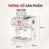 Máy pha và xay cà phê bán tự động 3 trong 1 với 44 chế độ xay, Espresso, Cappuccino, Latte. Thương hiệu Mỹ cao cấp HiBREW - H7 LITE