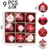 Set 9 châu 60mm Tông đỏ trắng Santa